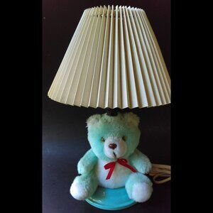 Vintage Plush Cute Teddy Bear Lamp with Shade 1980s - Tested